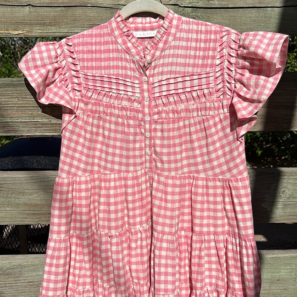 KARLIE Pink Gingham Dress.🍧🍒Amazing Detail 🎀💝 Small 🌸🧚‍♀️👩🏼‍🎤🫀Cotton